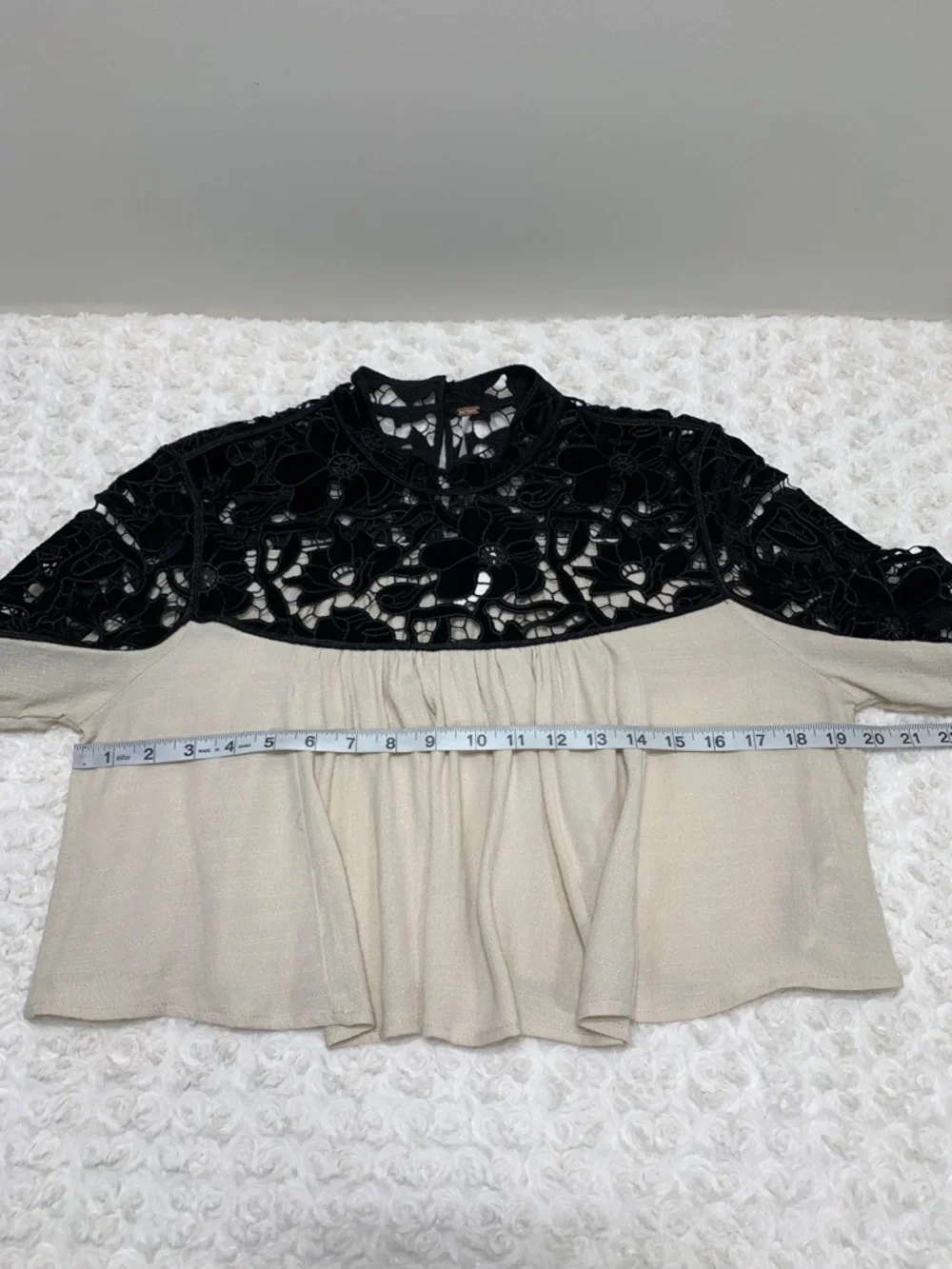 Free People Velvet Lace Cropped Swing Top Sz 4